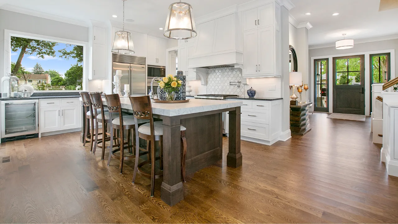Wood-look flooring running through an Oklahoma City kitchen