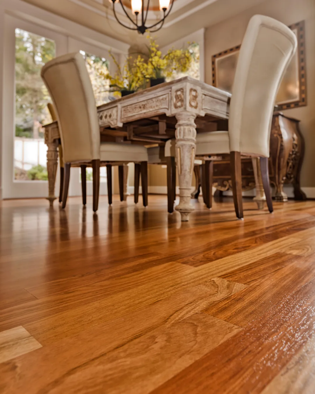 Hardwood flooring in an Oklahoma City kitchen and dining area